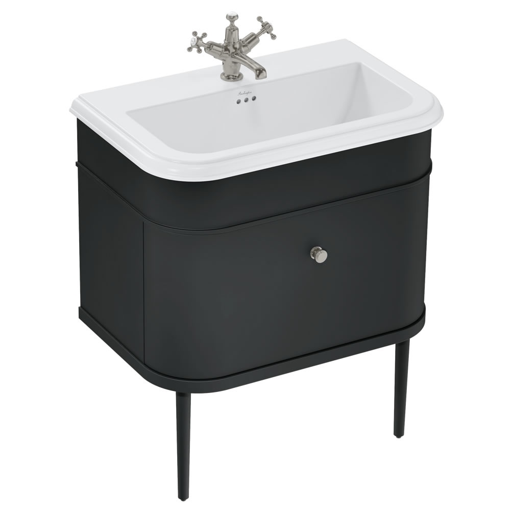 Burlington Chalfont 750mm Ceramic Basin, Matt Black Unit & Black Legs