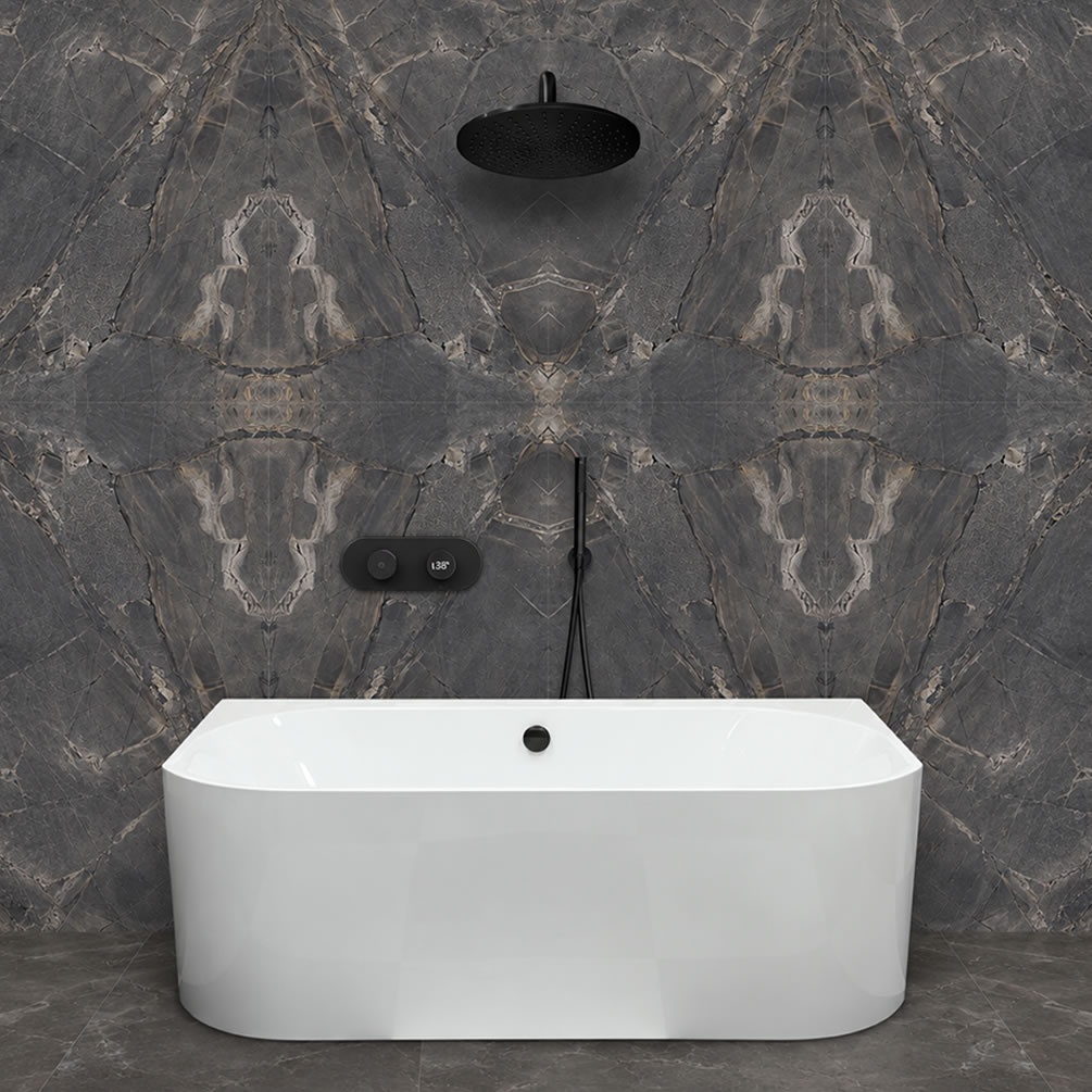Lifestyle image of TED TOGO Matt Black Triple Outlet Digital Shower Bath Set