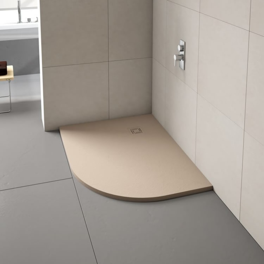 Merlyn Truestone Sandstone 1000 x 800mm Quadrant Shower Tray & Waste
