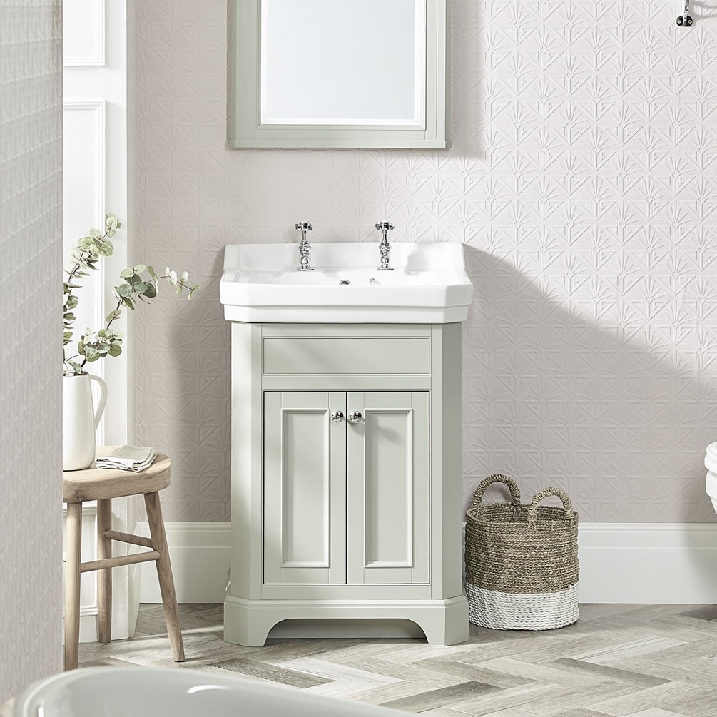 Tavistock Vitoria 600mm Matt Pebble Grey Freestanding Unit & Basin - Lifestyle