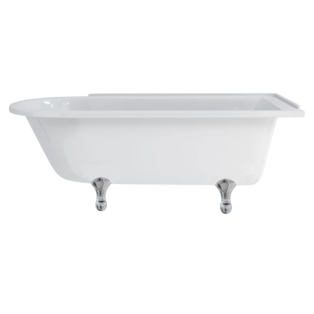 Burlington Hampton 1700mm Right Hand Freestanding Shower Bath With Chrome Classical Feet