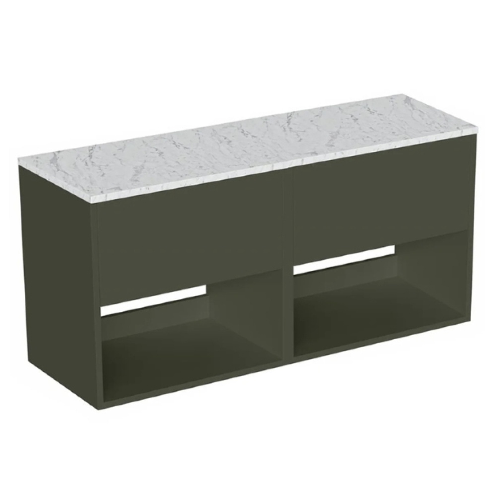 Cut out image of the Britton Hackney Earthy Green 1000mm Double Wall Hung Vanity Unit & Worktop