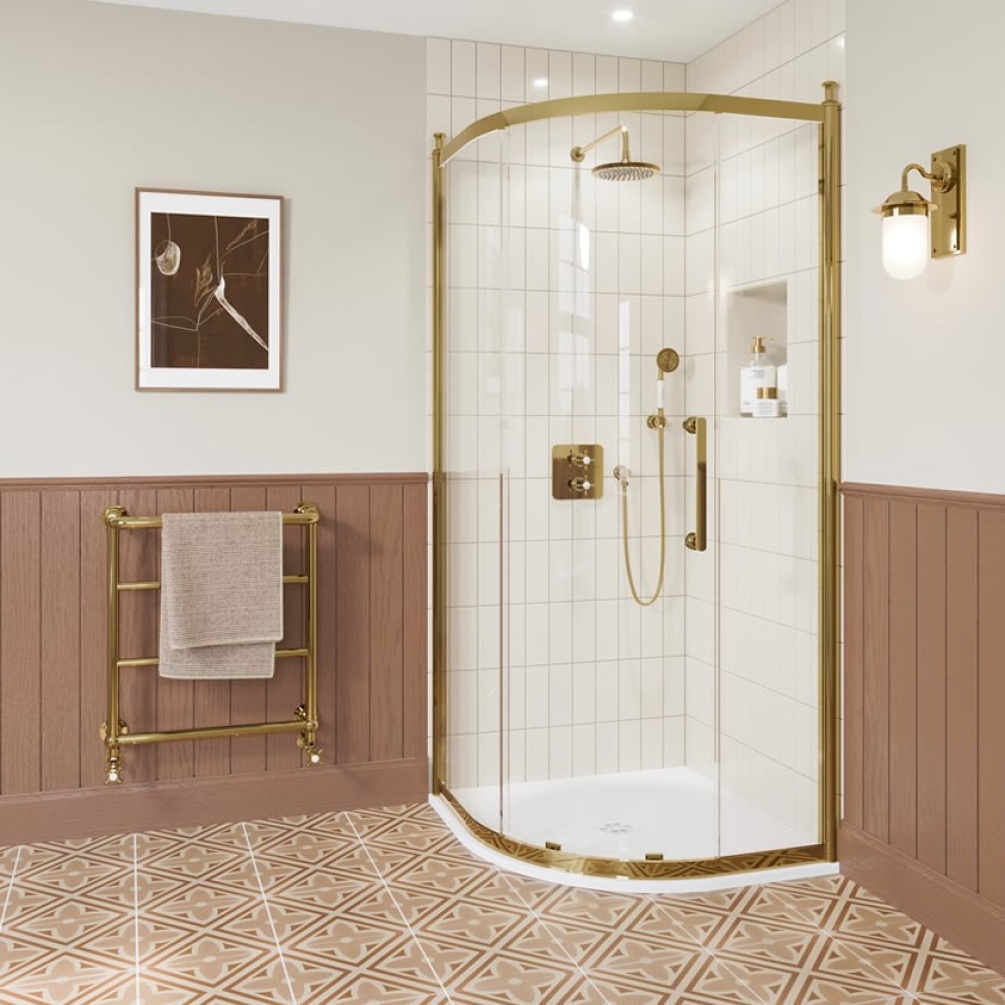 Burlington Classique 1909 900mm Gold Quadrant Shower Enclosure