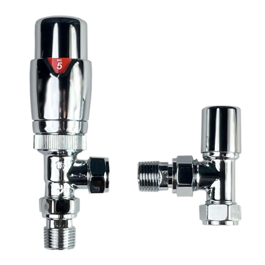 Cutout image of Radox Chrome Thermostatic Angled Valves