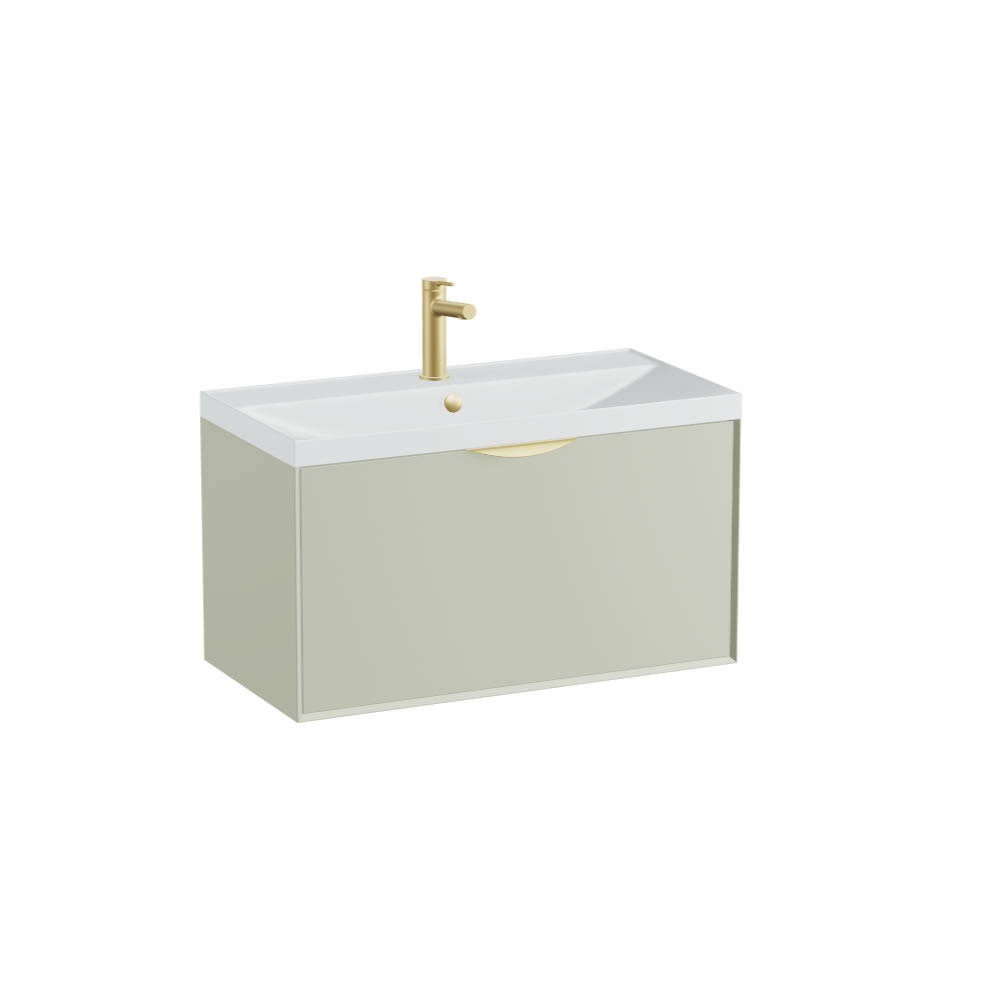 Vado Safari Smooth 800mm Sage Green Wall Hung Vanity Unit & Mineral Basin
