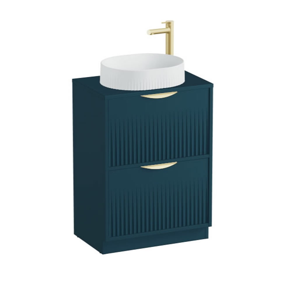 Vado Safari Fluted 600mm Atlantic Blue Floorstanding Vanity Unit & Worktop