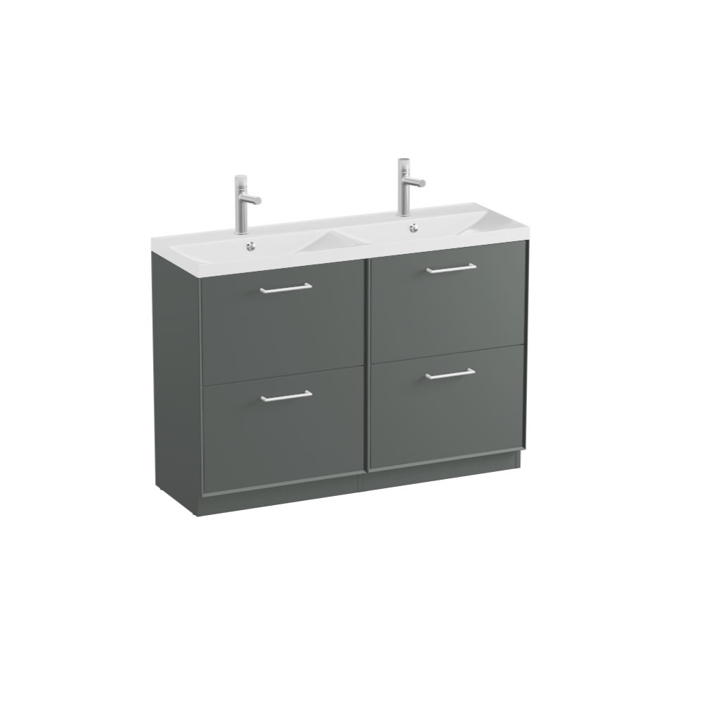 Vado Safari Smooth 1200mm Charcoal Grey Floor Mounted Vanity Unit & Gloss White Basin