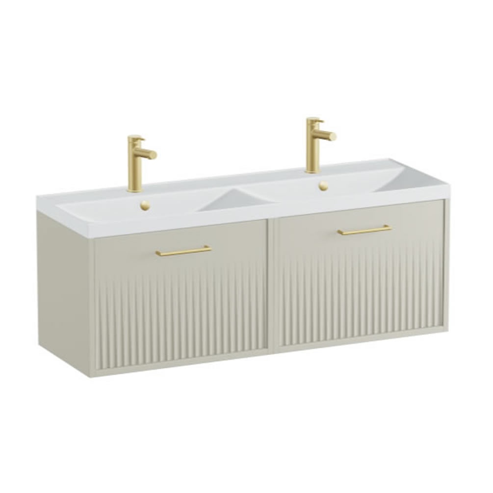 Vado Safari Fluted 1200mm Cashmere Wall Hung Vanity Unit & Arctic White Basin