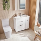 Tavistock Arlington 800mm Matt White Freestanding Vanity Unit & Basin - Lifestyle Image