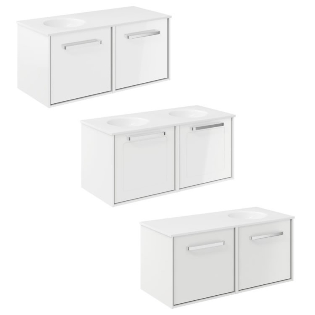Cutout image of  Crosswater Infinity 1000mm White Gloss Wall-Hung Vanity Unit & Basin
