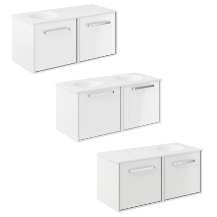 Cutout image of  Crosswater Infinity 1000mm White Gloss Wall-Hung Vanity Unit & Basin