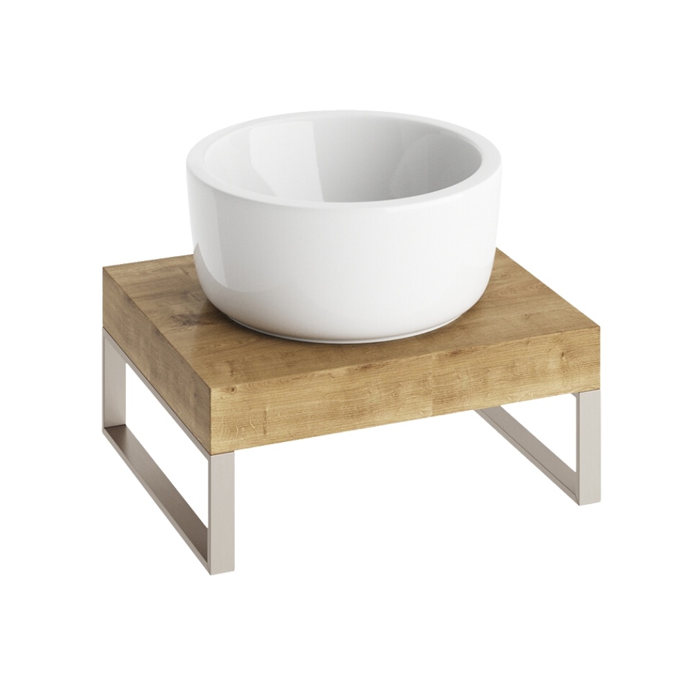 Product Cut out image of the Abacus Concept Cloud Halifax Oak 500mm Shelf with Brushed Stainless Steel Towel Hangers