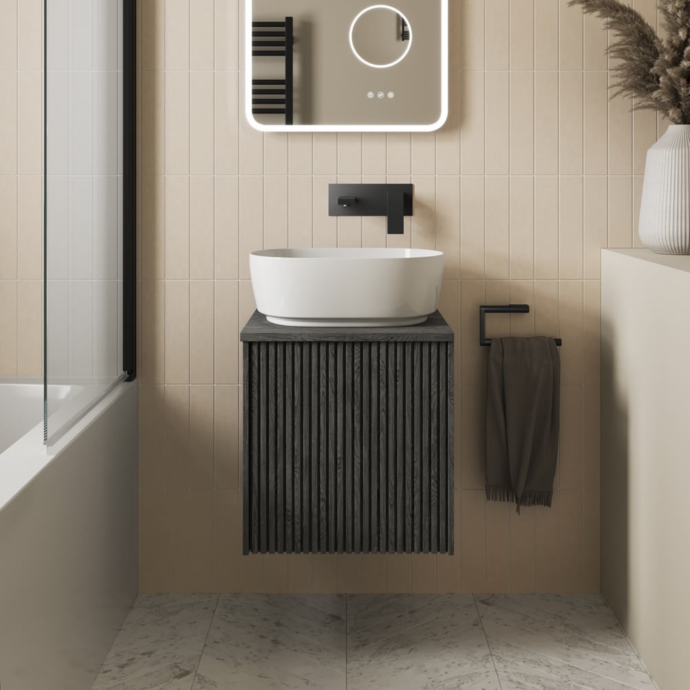 Crosswater Limit 500mm Steelwood Wall Hung Vanity Unit with Worktop - Lifestyle Image