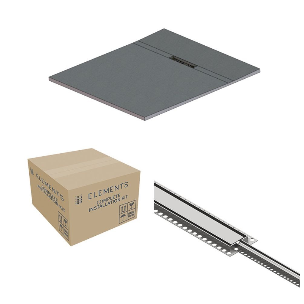 Cut out product image of the Abacus Elements Linear Uno 1200mm x 1200mm Stainless Steel End Drain Wetroom Former Kit