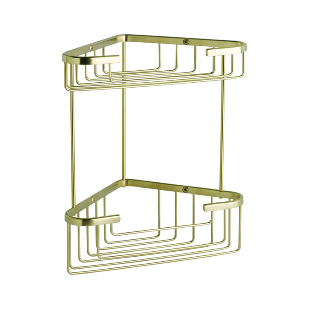 Photo of BC Designs Victrion Brushed Gold Double Corner Shower Basket