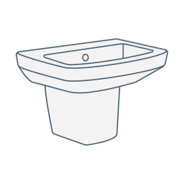 iconography image of a small compact cloakroom semi pedestal basin/bathroom sink