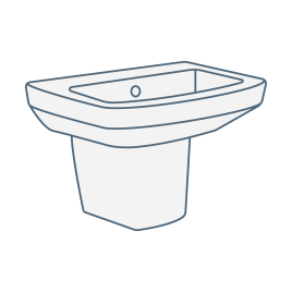 iconography image of a small compact cloakroom semi pedestal basin/bathroom sink