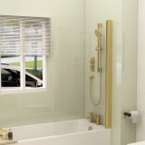 Imex Arco Brushed Brass Universal Straight Bath Shower Screen Lifestyle 1