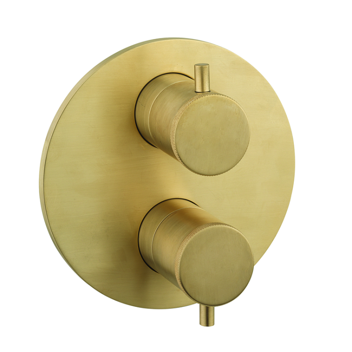 Photo of Crosswater MPRO Industrial Unlacquered Brushed Brass Crossbox 1000 Valve