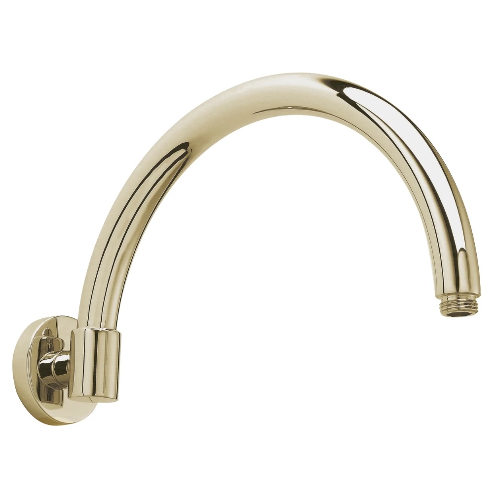 BC Designs Victrion Brushed Gold Arched Wall Mounted Shower Arm Cut Out