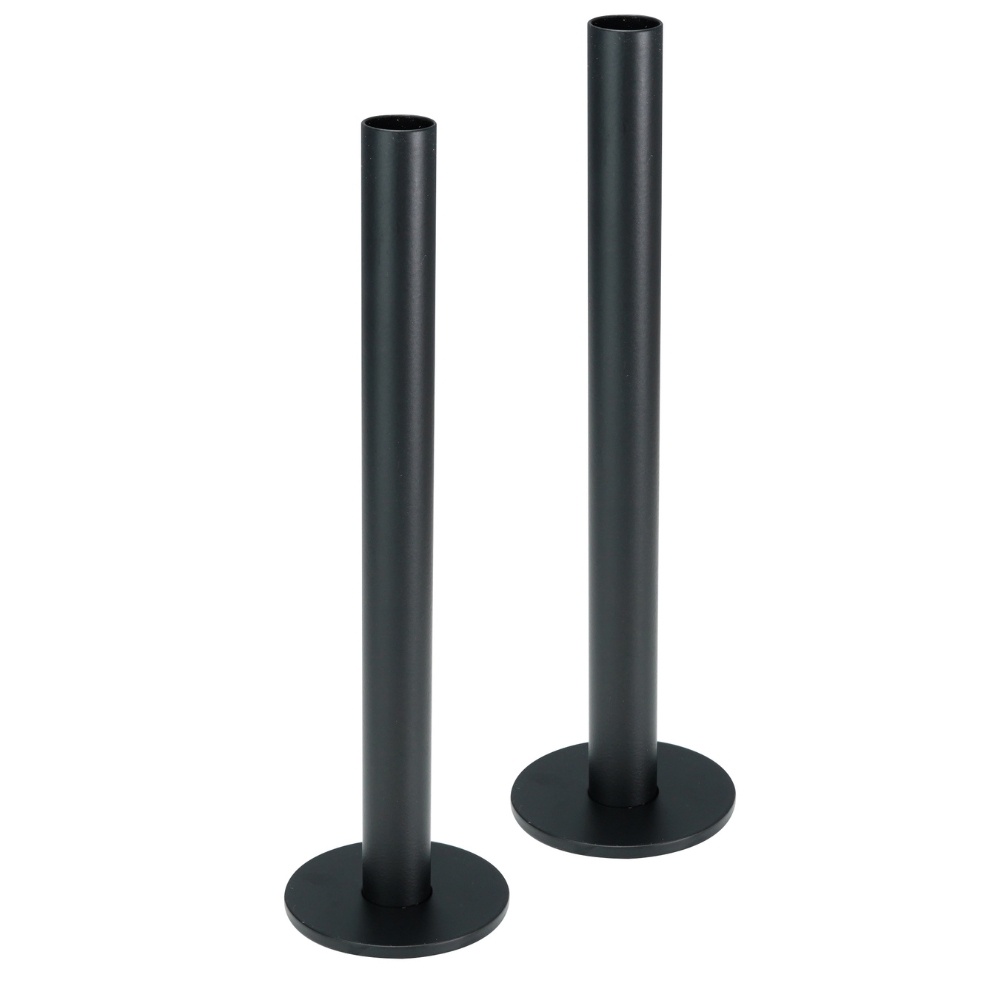 JTP Set of 2 Matt Black Radiator Valve Pipe Flanges Cut Out