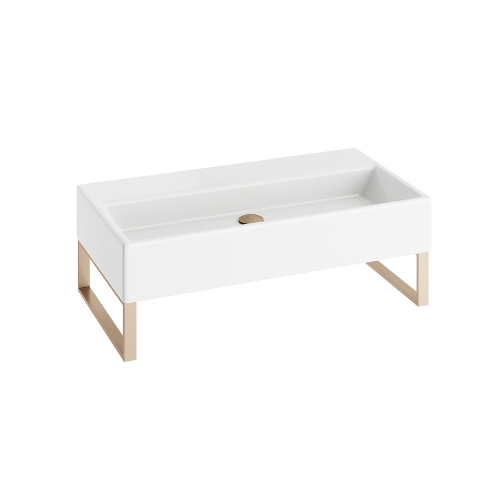 Product Cut out image of the Abacus Concept Pure 800mm Basin with Brushed Stainless Steel Towel Hangers with no tap holes