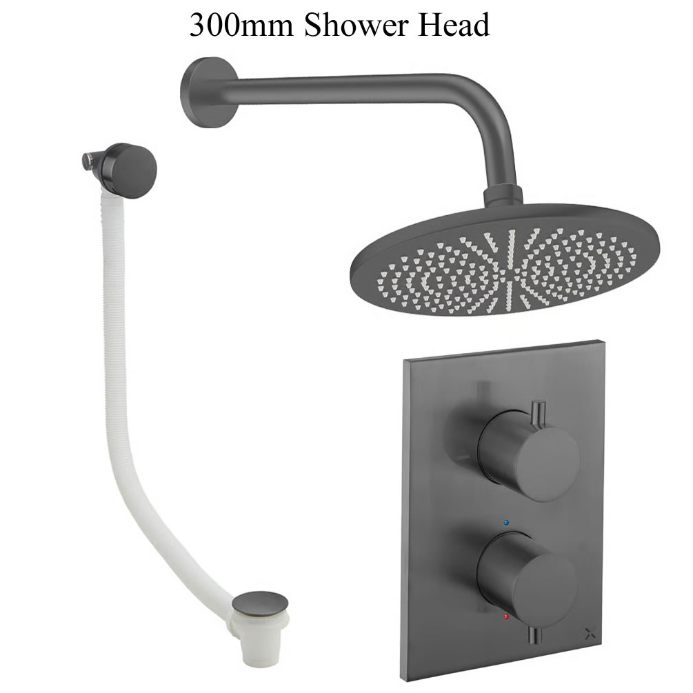 Cutout image of Crosswater Crossbox Slate Dual Outlet Shower Bath Set
