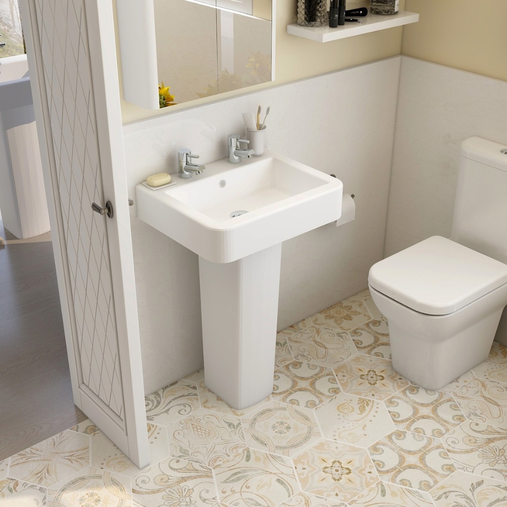 Imex Suburb 535mm 2 Tap Holes Pedestal Basin Lifestyle