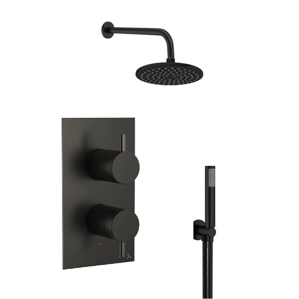Photo of Crosswater Matt Black Fixed Head Shower Pack with Handset
