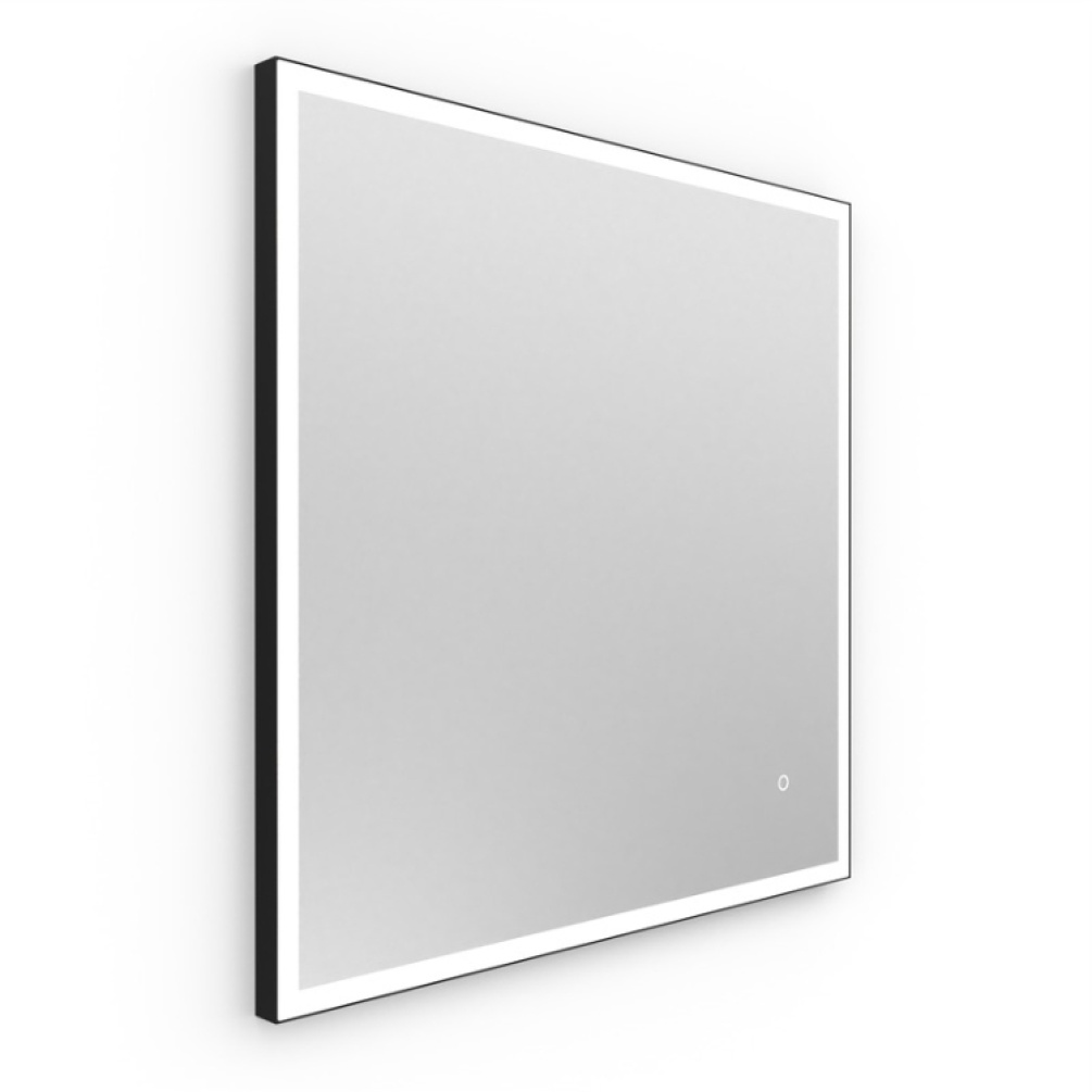 Product Cut out image of Origins Living Tate Light Black 700mm Square Mirror on an angle
