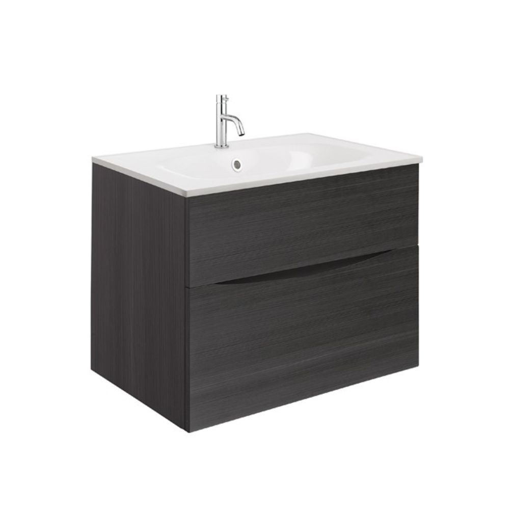 Product Cut out image of the Crosswater Glide II Steelwood 700mm Double Drawer Unit with Cast Mineral Marble 1 Tap Hole Basin