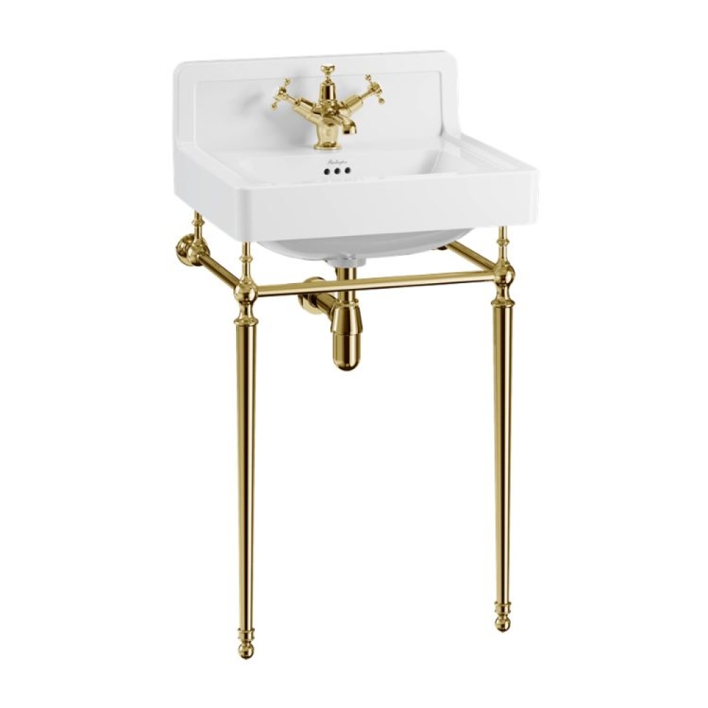 Product Cut out image of the Burlington Contemporary Upstand 560mm Basin & Gold Washstand