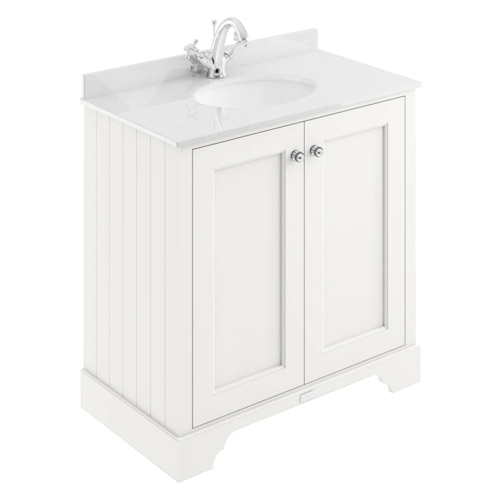 Bayswater Pointing White 800mm 2 Door Vanity Unit & White Worktop