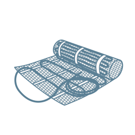 iconography image of a rolled up underfloor heating mat illustrating underfloor heating mats and kits