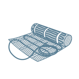 iconography image of a rolled up underfloor heating mat illustrating underfloor heating mats and kits