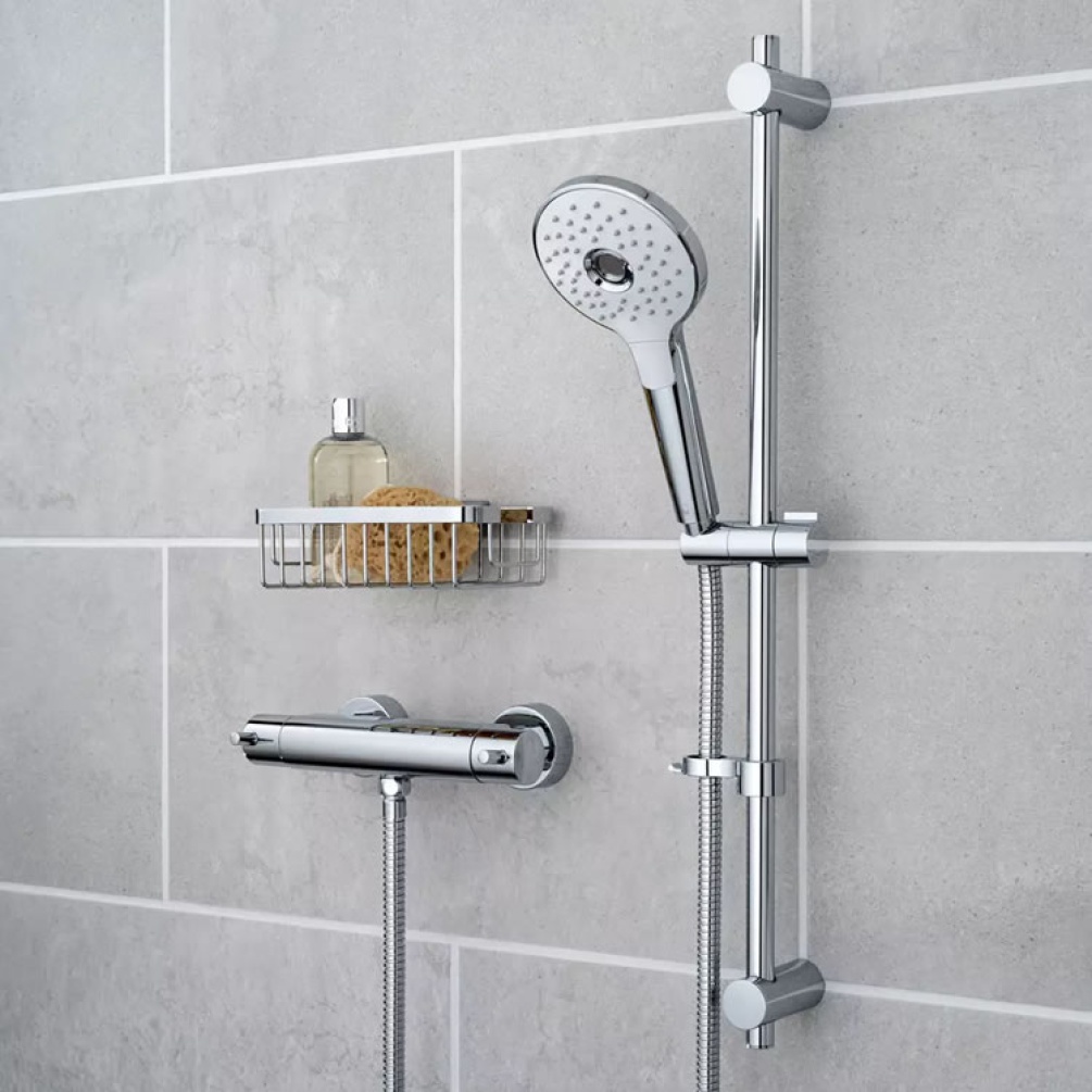 Lifestyle image of Vado Celsius Exposed Single Outlet Thermostatic Slide Rail Shower Set (1/2")