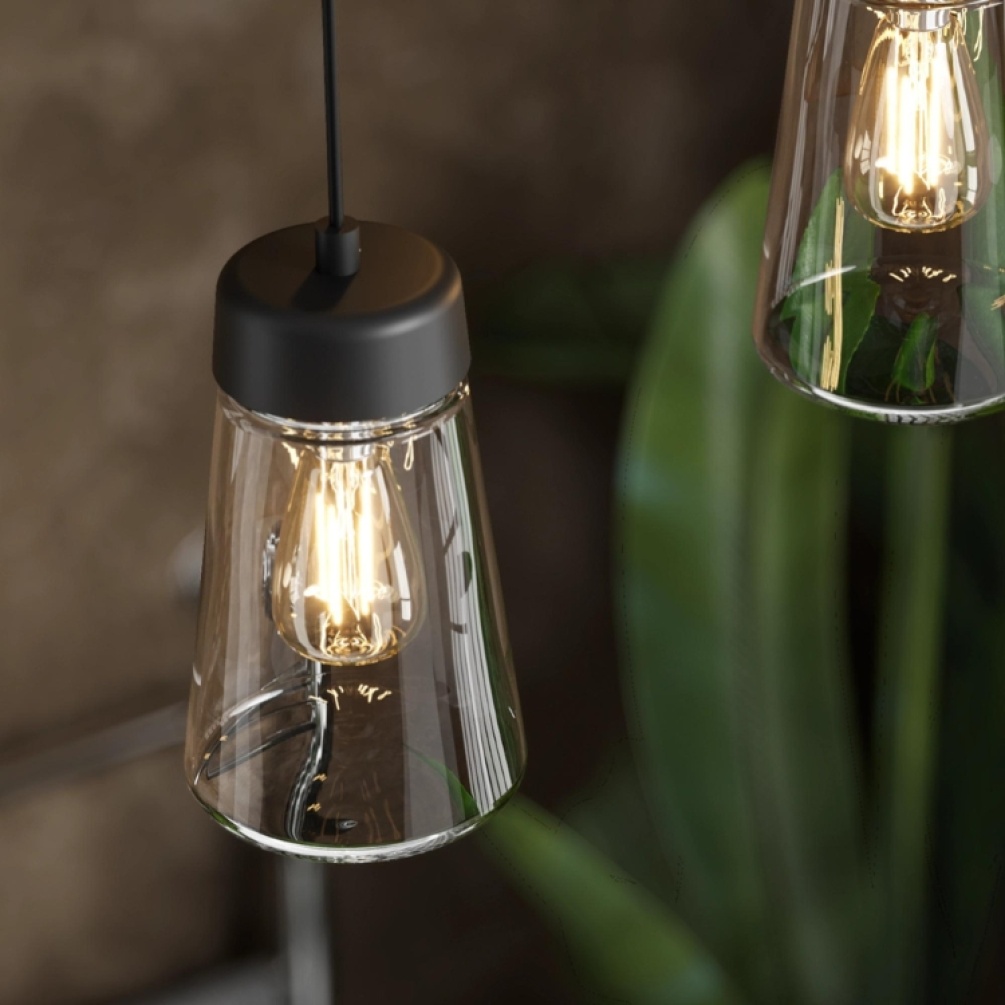 Close up product image of the HIB Summit Matt Black LED Pendant Light
