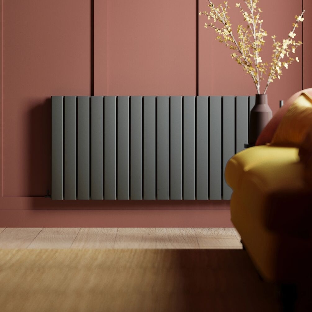 JTP Enzo Anthracite 600mm x 1212mm Flat Panel Horizontal Designer Radiator Lifestyle