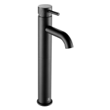 Product Cut out image of the JTP Vos Matt Black Single Lever Tall Basin Mixer with Designer Knurled Handle Cutout