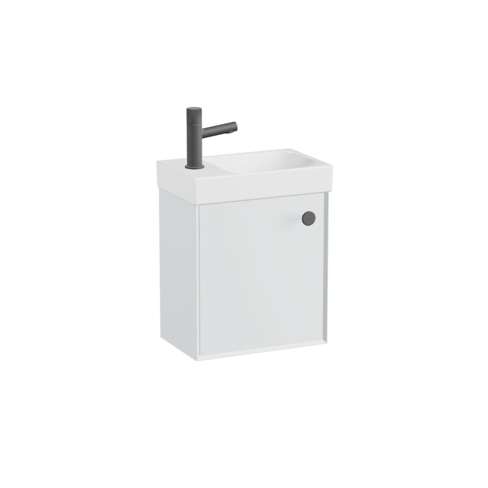 Vado Safari Smooth 400mm Arctic White Vanity Unit & Ceramic Basin - Right Pull