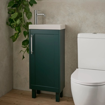 Heritage Lynton Classic Green Floorstanding Cloakroom Vanity Unit & Basin - Lifestyle