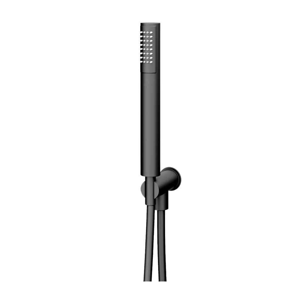Product cut out image of the Abacus Emotion Matt Anthracite Handset with Hose, Round Wall Outlet & Holder