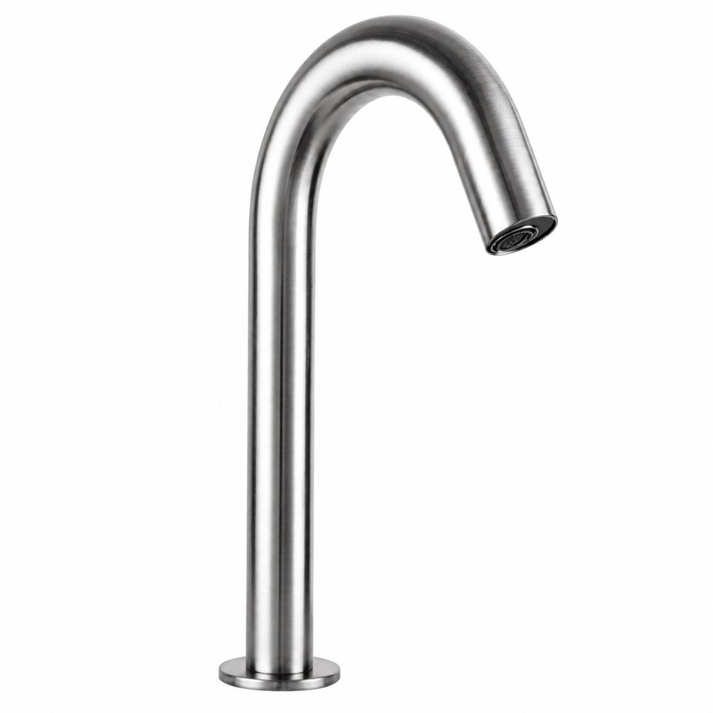 product cut out image of jtp react sensor brushed stainless steel mono basin tap