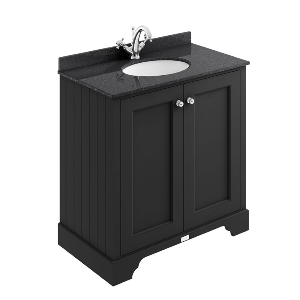 Bayswater 800mm Matt Black 2 Door Floorstanding Vanity Unit