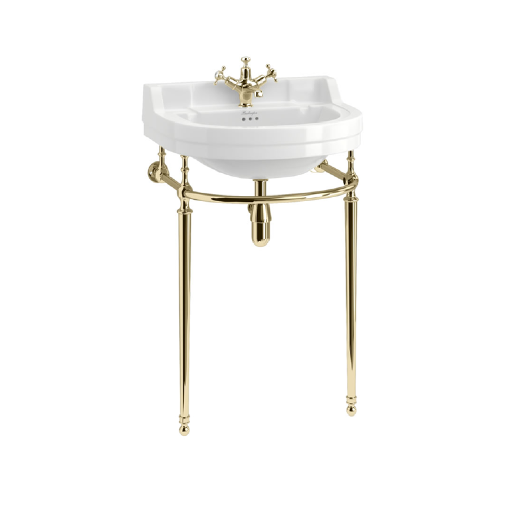 Product Cut out image of the Burlington Edwardian 560mm Round Basin & Gold Washstand