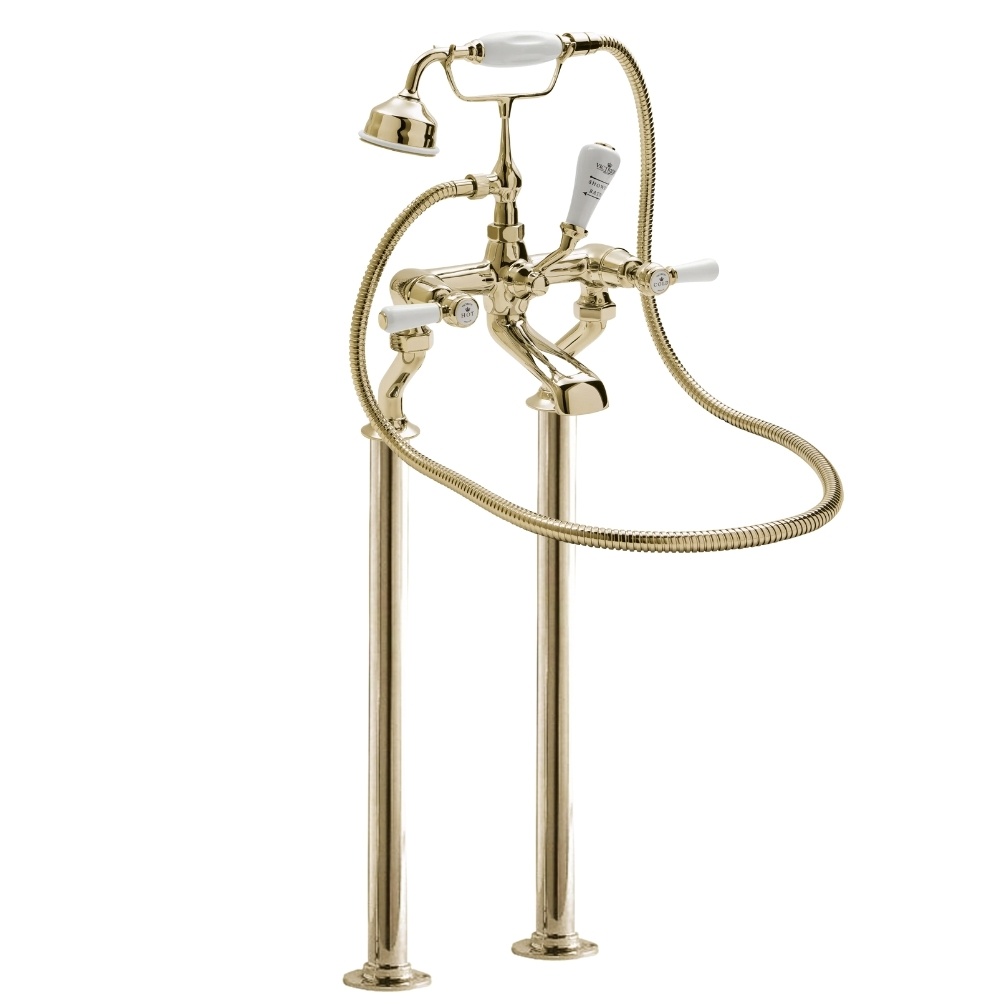 BC Designs Victrion Lever Gold Freestanding Bath Shower Mixer Cut Out