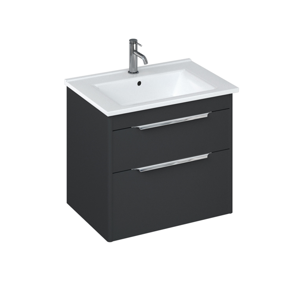 Photo of Britton Bathrooms Shoreditch 650mm Matt Grey Double Drawer Unit & Basin