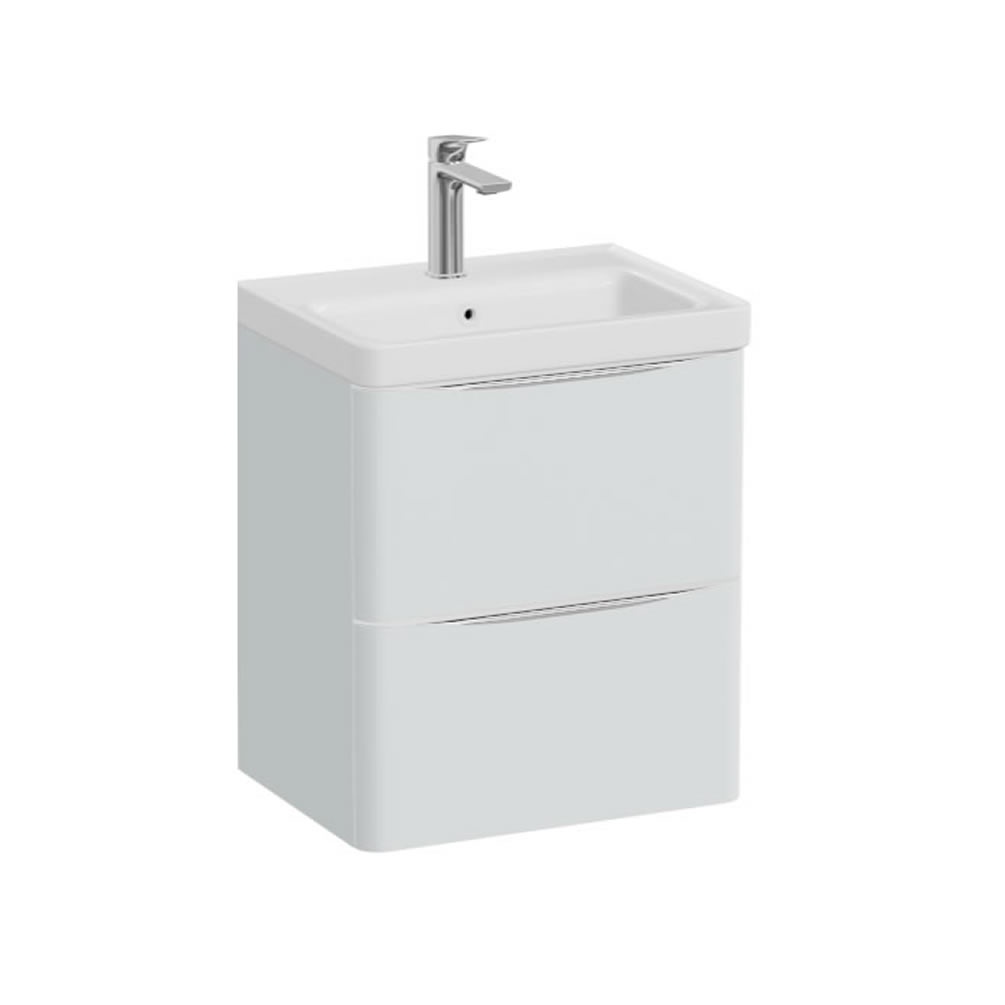 Vado Cameo 500mm Arctic White Wall Hung 2 Drawer Vanity Unit & Gloss White Basin