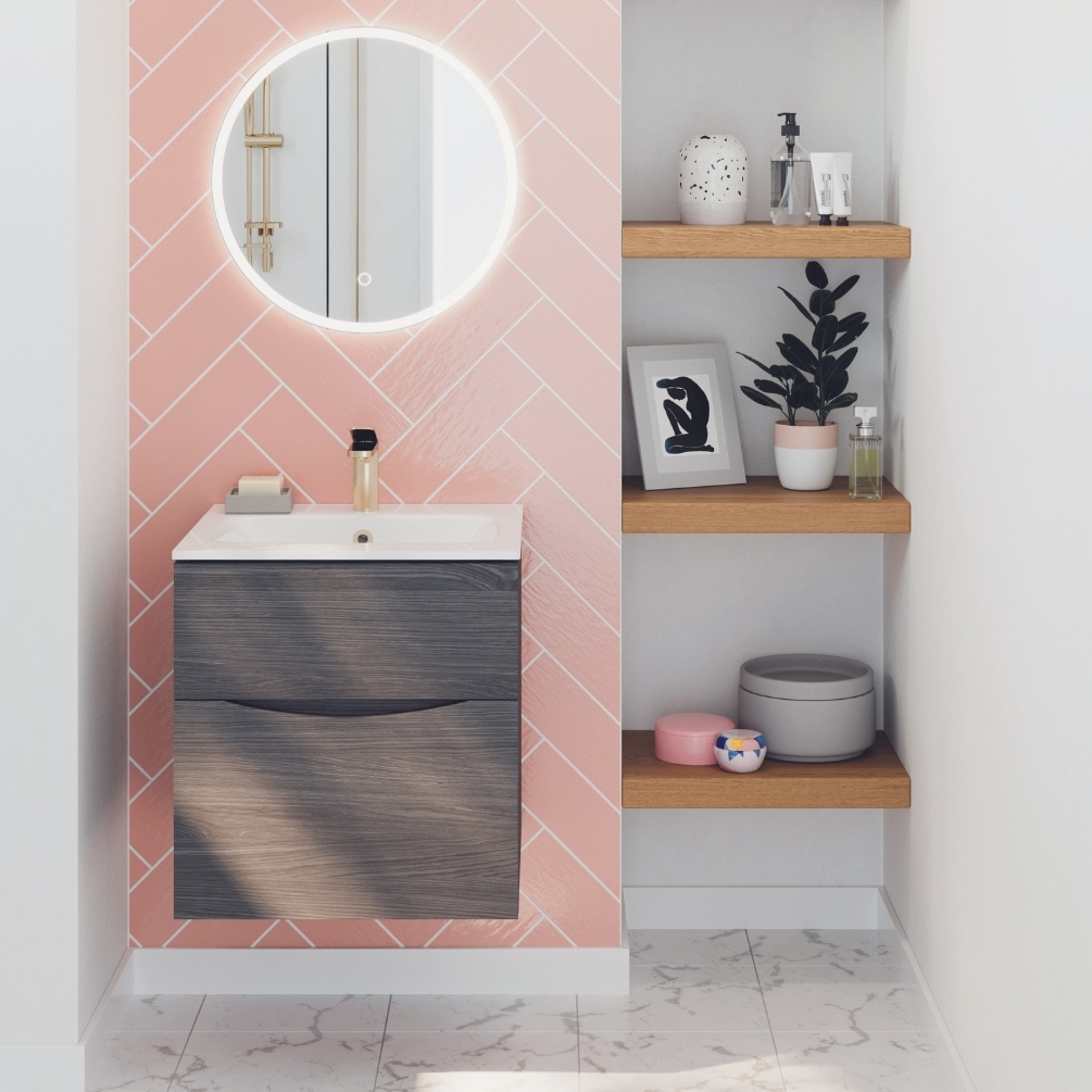 Product Cut out image of the Crosswater Glide II Steelwood 500mm Double Drawer Unit with Basin