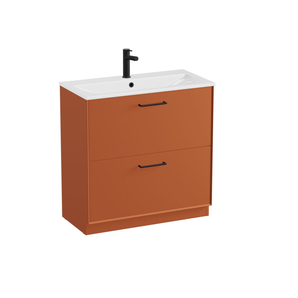Vado Safari Smooth 800mm Terracotta Floor Mounted Vanity Unit & Ceramic Basin